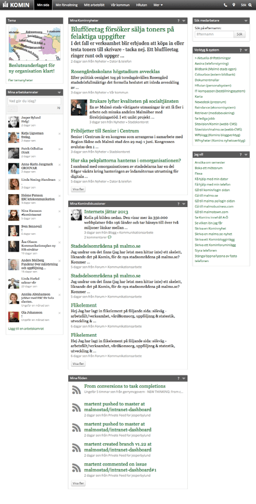 The dashboard on our intranet, running on Rails.